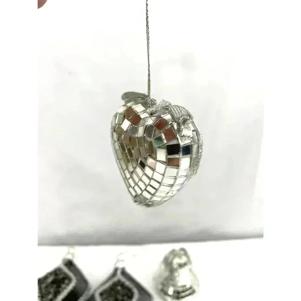 VTG Lot of 8 Mercury‎ Glass Ornaments Mirror Heart Bell Stars Holiday Christmas